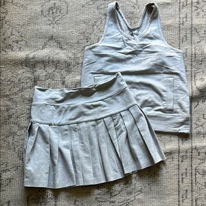 Gray Tank Top and Pleated Skirt Set